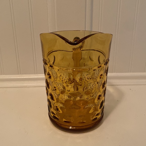 ❤️Amber Color Pitcher Vintage Mod Dots Pattern OLD - Picture 2 of 4